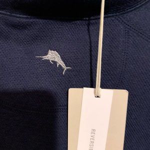 Tommy Bahama Reversible Half Zip Navy & Grey Knit Sweater